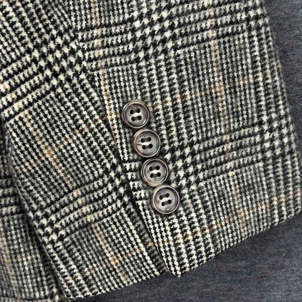 Jos A Bank Sport Coat Mens 44 Camel Hair Glen Plaid‎ Two Button Gray